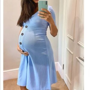 Maternity Horn Button A Line Midi Dress